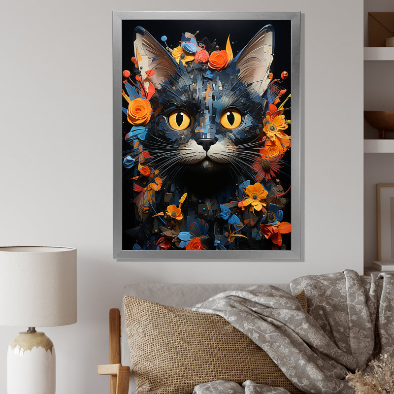 «Pixiebob Pondering Cat Collage», impressions sur toile, H 32 po x l 16 po x P 1 po, Cadre simple argenté