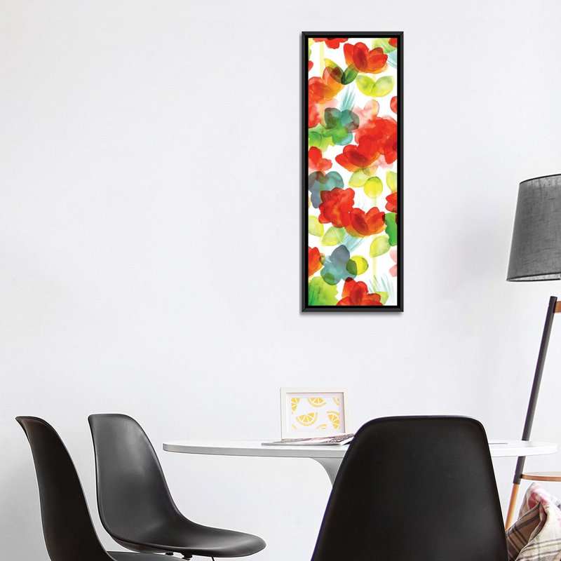 « tropical floral panel i », impression sur toile, H 36 po x l 12 po x P 1,5 po, Toile avec cadre noir