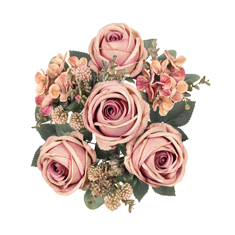 Bouquet de tiges de baies artificielles mixtes, Café rose