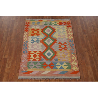 Tapis géométrique en laine Kilim