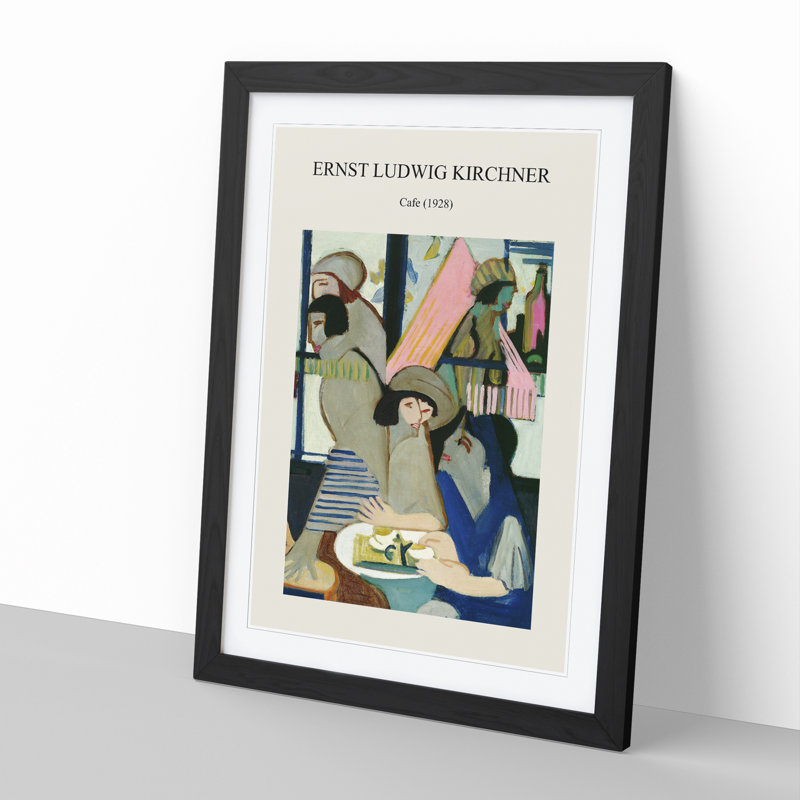 Cafe by Ernst Ludwig Kirchner - Single Picture Frame Print on MDF, Black, 65cm H x 48cm W x 2cm D
