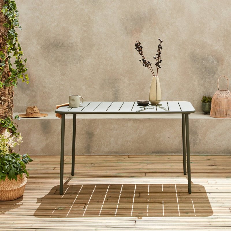 Polonius Rectangular Metal Outdoor Dining Table , 120cm cm W 70cm cm D, Green