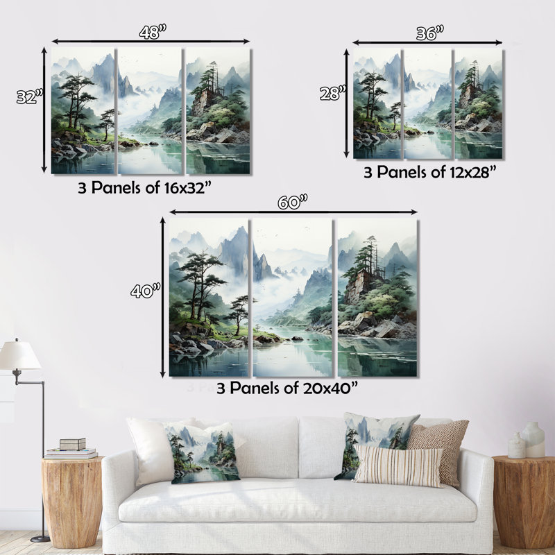 «China Art», impression sur toile 3 pièces, H 28 po x l 36 po x P 1 po