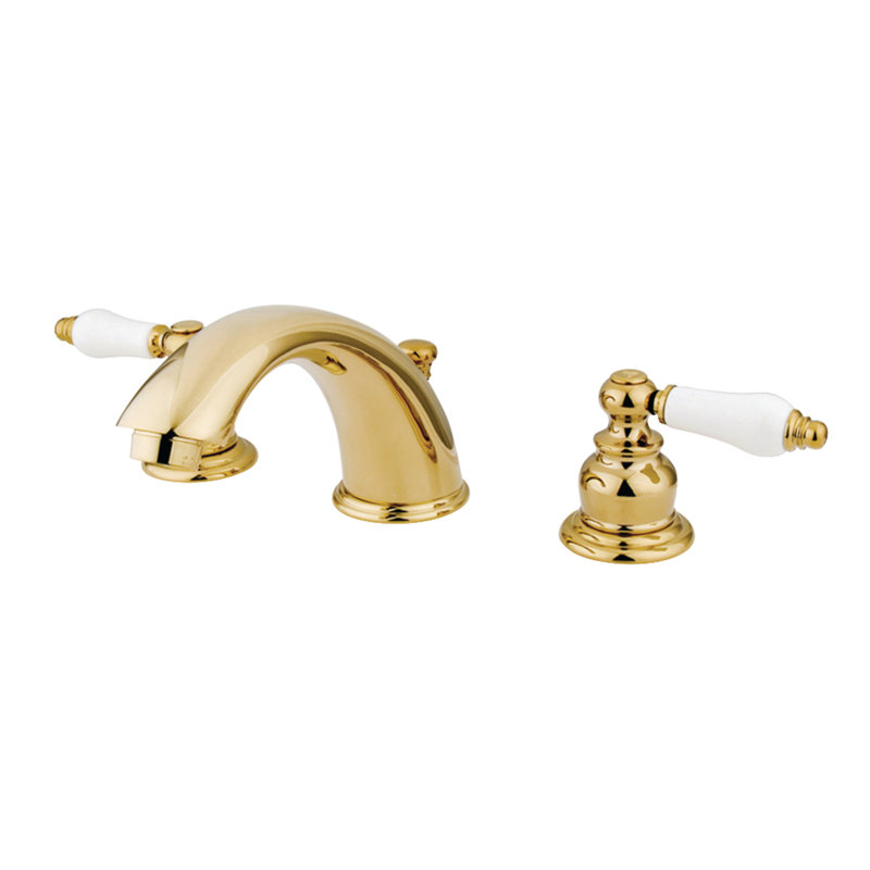 Widespread Bathroom Faucet with Drain Assembly, Polished Brass