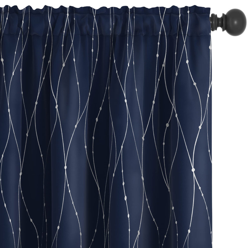 Flurin Room Darkening Curtain Pair, Navy Blue, 52" W x 95" L