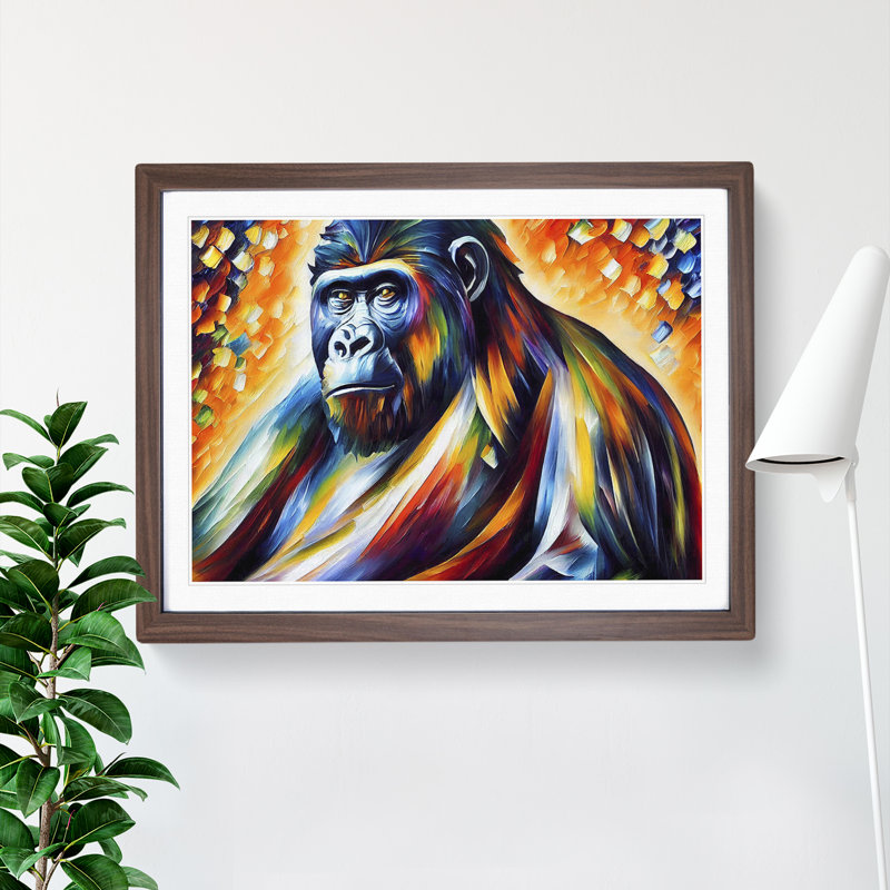 Gorilla Vol.2 Abstract - Single Picture Frame Print, 46cm H x 64cm W x 2cm D, Walnut Framed