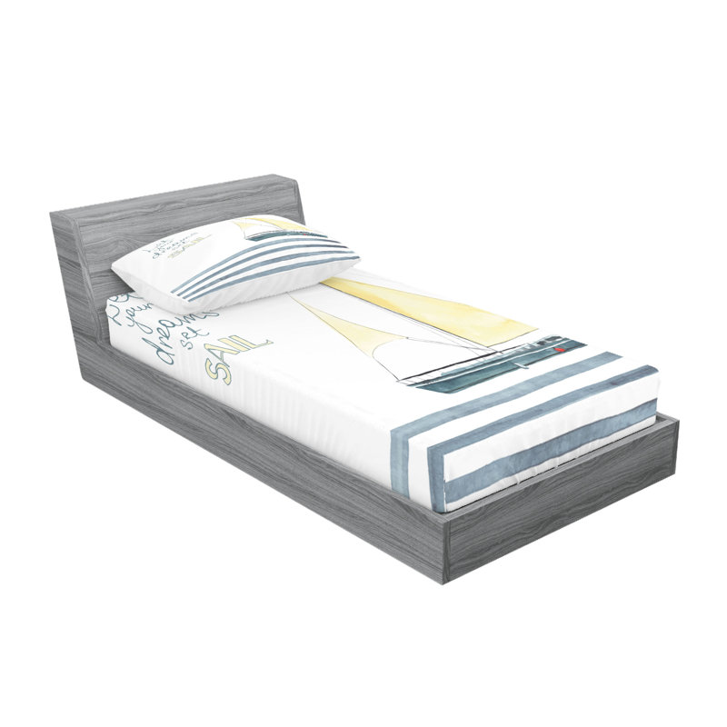 Drap-housse et coussin décoratif Ambesonne, bleu pâle et blanc, Ensemble de draps pour lit simple + deux taies d'o