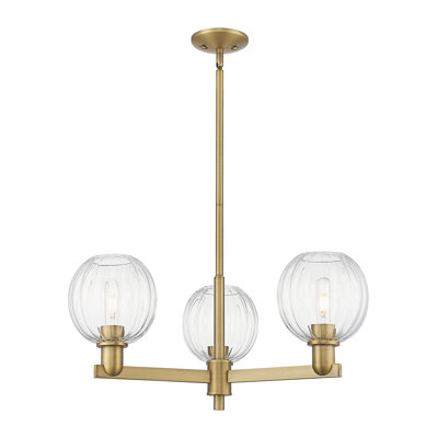 Hailsham - 3 Light Globe Shade Stem Hung Chandelier