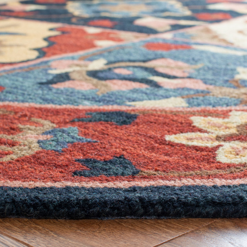 Hand Tufted Wool/Cotton/Latex Oriental Rug in Red/Gold, Round 7'