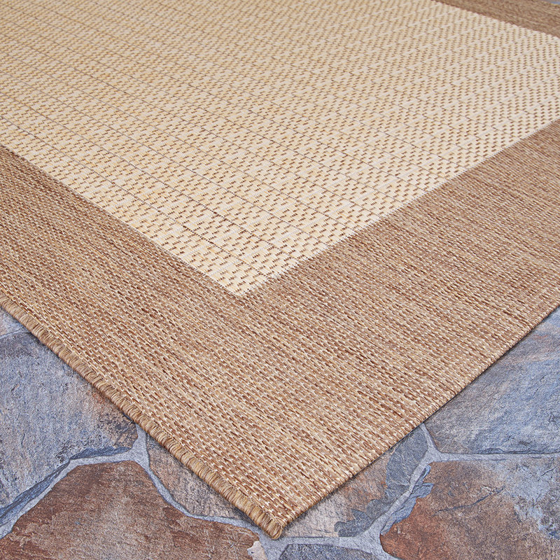 Sania Flatweave Natural Cocoa Indoor Outdoor Area Rug, Round 7'6"