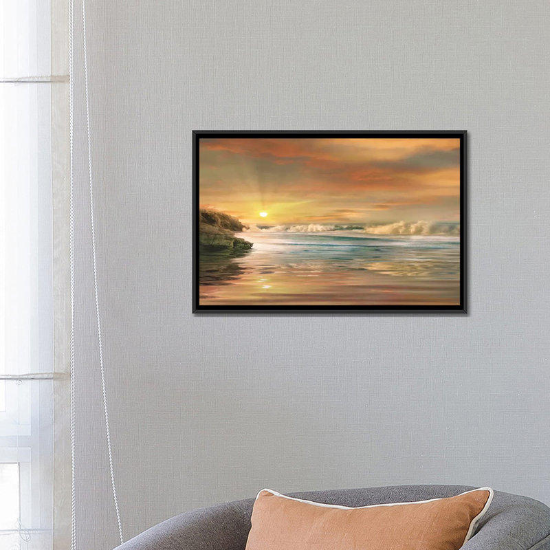 «Sundown», reproduction d'impression sur toile tendue, H 18 po x l 26 po x P 1,5 po, Pas de tapis, Toile encadrée noire