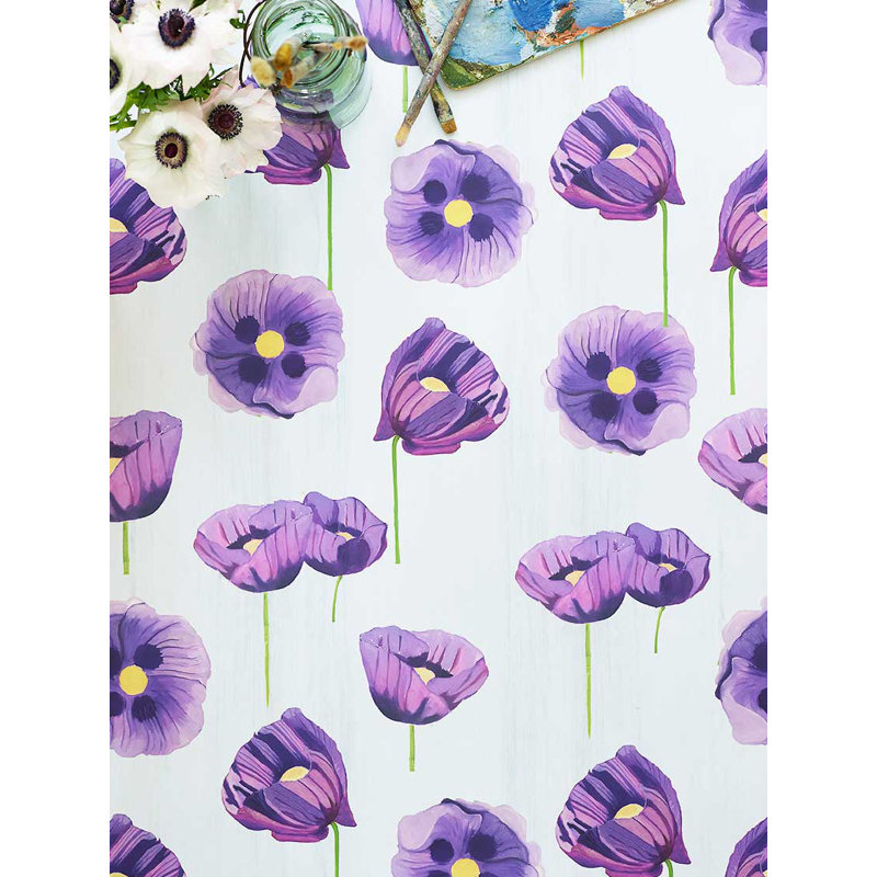 Papier peint: Coquelicots mauves sur neige
