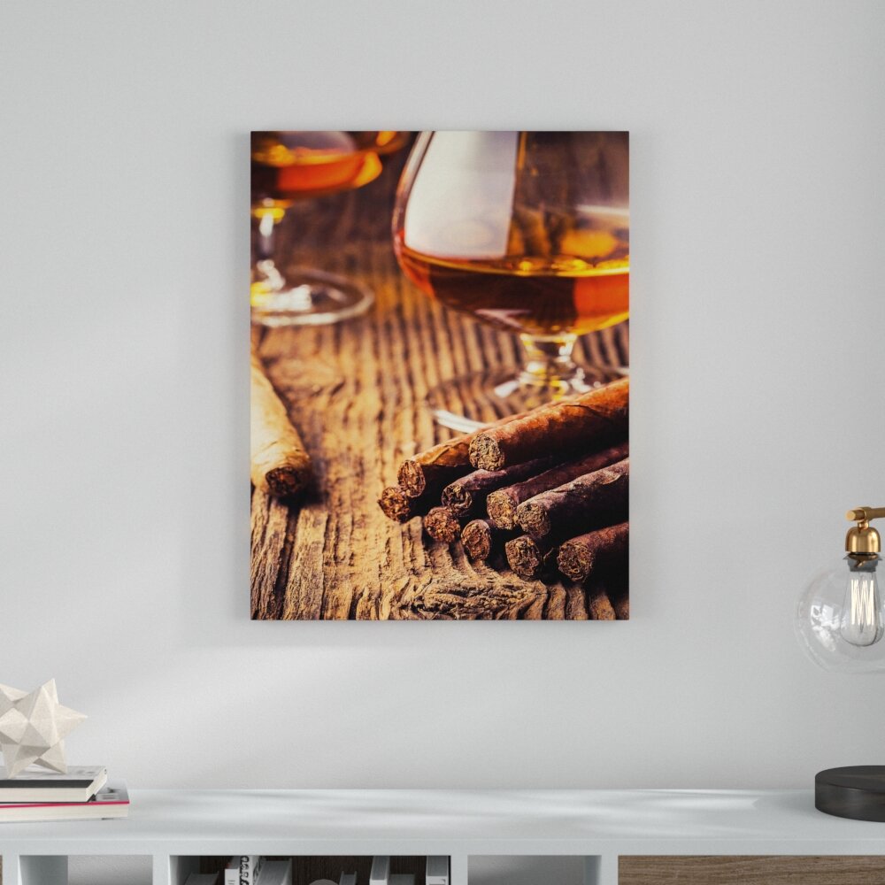 Leinwandbild Whisky und Zigarre, Fotodruck