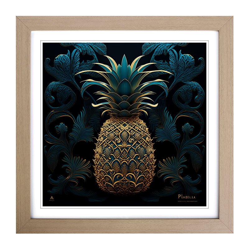 Pineapple Paisley - Framed Print, Oak
