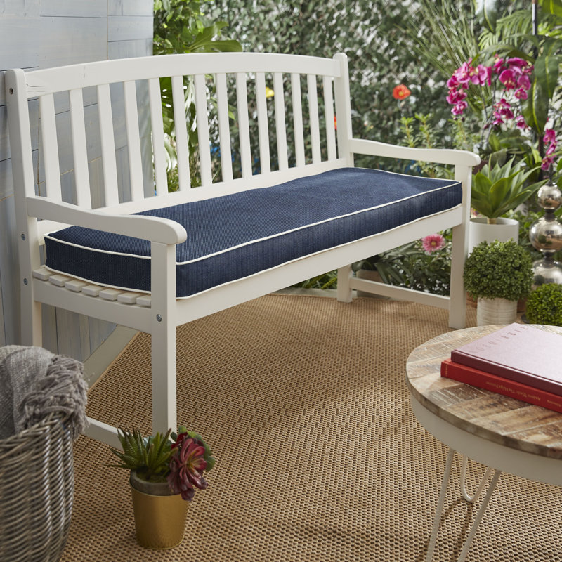 Coussin de banc d'extérieur Sunbrella, Toile indigo Sunbrella, L 60 po x P 19 po
