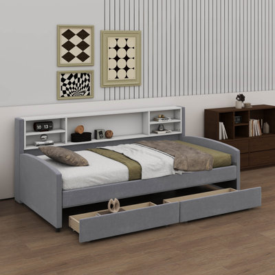 Twin Upholstered Platform Bed With  Drawers