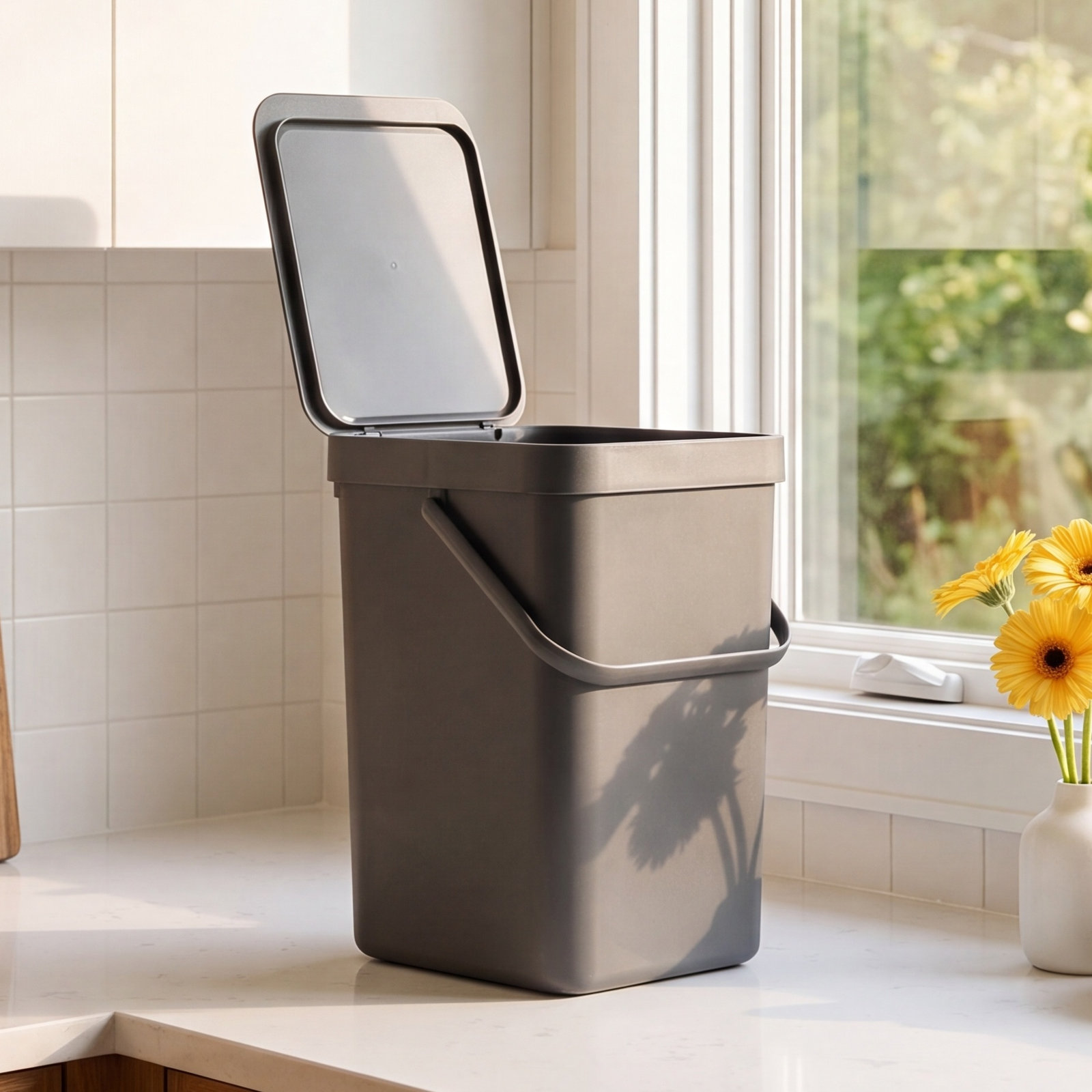 Brabantia Sort & Go Plastic Recycling Bin, 3.2 Gallon, Gray