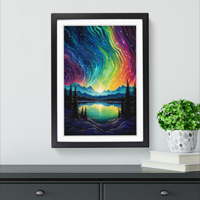 Northern Lights Colour Field - Single Picture Frame Print on Wood