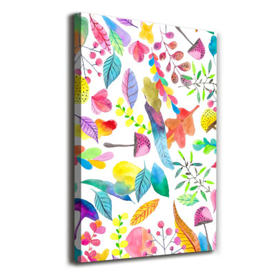 Leaves And Mushrooms - Wrapped Canvas Print