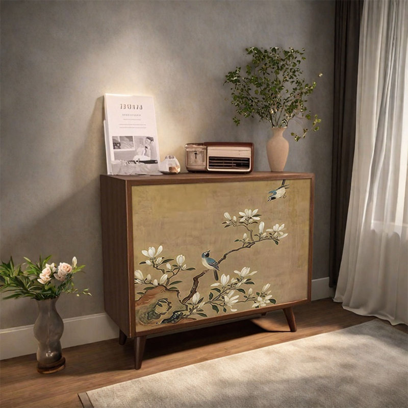 Elegant Decorative Cabinet with Pine Top