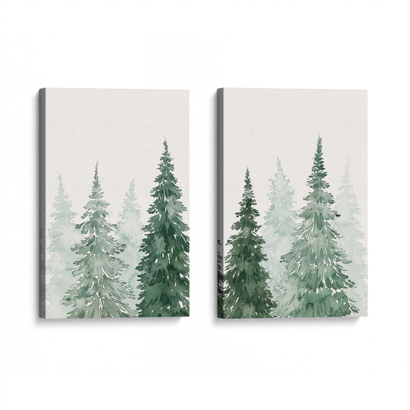 Whispering Spruce Shadows Set of 2, Wrapped Canvas, 31" H x 48" W