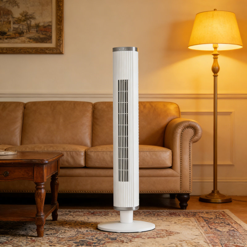 Ventilateur d'intérieur sans lame de 41 pouces - oscillation à 90 °, 6 vitesses, 4 modes, minuterie 24H, blanc sur pied