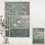 «Farmhouse Triptych of Blue Ornaments and Chickadee», reproduction d'art sur toile tendue-55950455