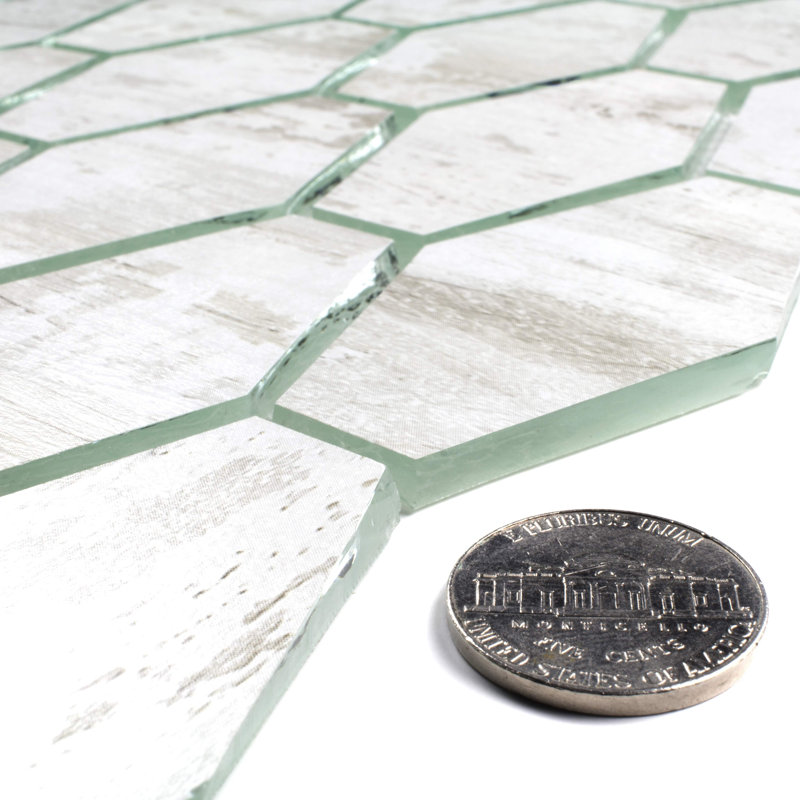 Carreau de mosaïque en verre Art Deco, Bois de bouleau blanc mat