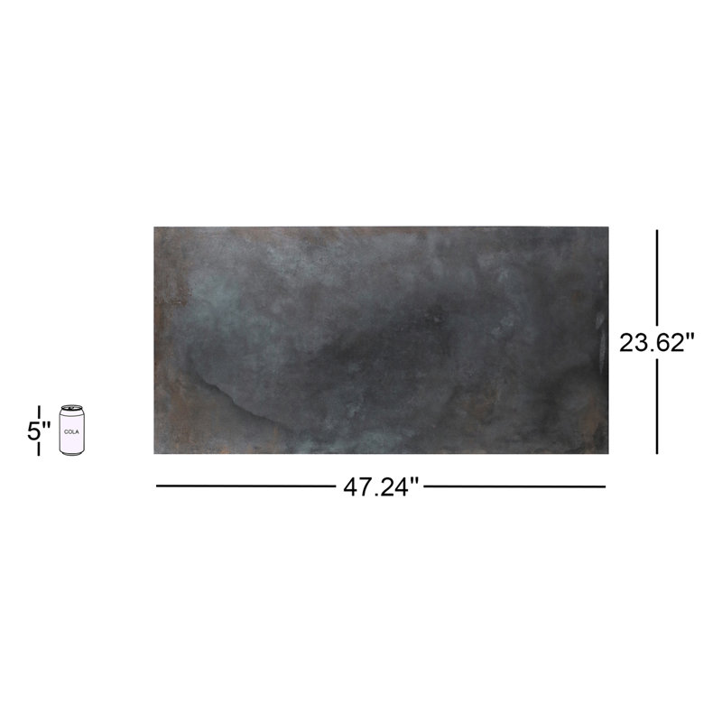 Angela Harris Fremont 23.62" x 47.24" Semi-polished Cement Look Porcelain Floor and Wall Tile (15.49 SQFT / Box), Black