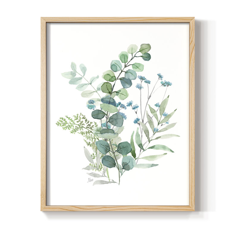 «Blue Mist Eucalyptus I», reproduction encadrée - bois massif, Naturel, H 11 po x l 9 po