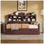 Lit de jour simple avec tiroirs et tablettes de rangement, structure en bois, style rétro, aucun sommier requis, assemblage facile pour une vie moderne-1253934999