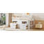Lit mezzanine simple avec 4 tiroirs, sous l'armoire et les tablettes