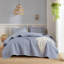 Ensemble de courtepointe 3 pièces à imprimé volants pour grand lit 3 pièces, bleu-126254132-126254133