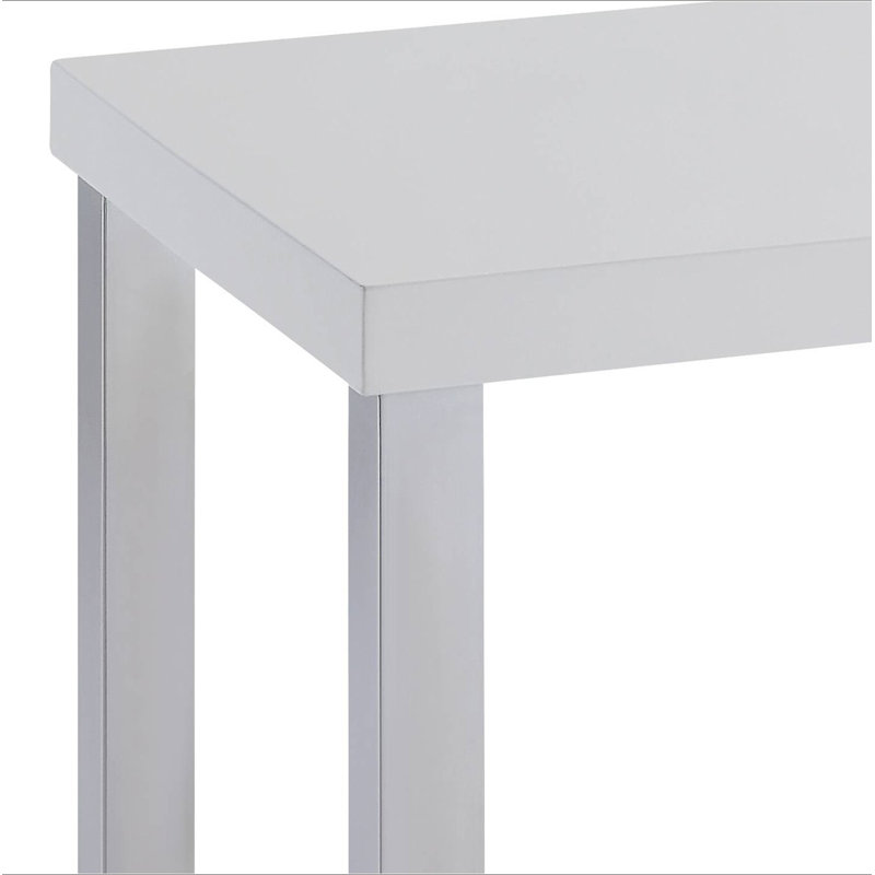 Table de bout blanche ultrabrillante et chrome