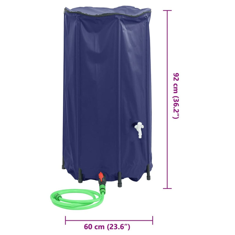 Dakota Fields Plastic Rain Barrel, Blue, 250 L