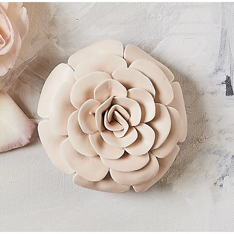 Pink Ceramic Flower Soy Candle with Coconut Mango Scent