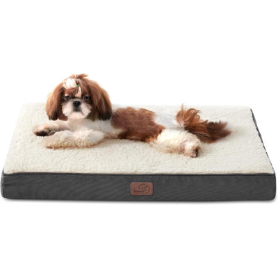 Lit pour petit chien pour petits chiens - Lits orthopédiques imperméables pour chien avec housse lavable amovible, tapis de lit en mousse pour caisse d'œuf pour animaux, convient aux chiens pesant jusqu'à 20 lb, fond en tissu Oxford