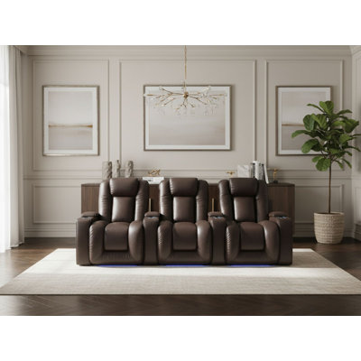 Natica Upholstered Home Theater Seating with Cup Holder
