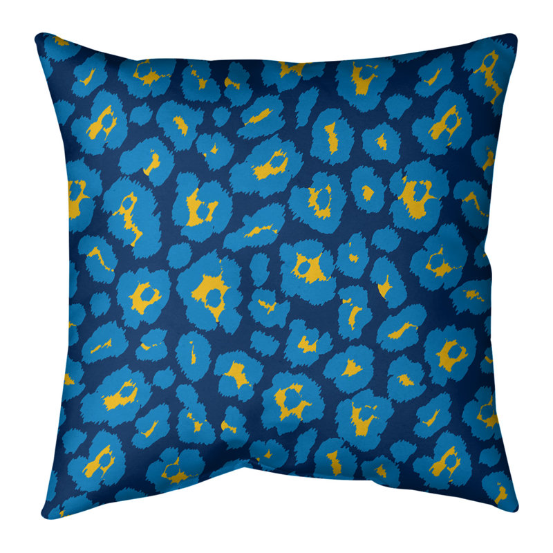 Housse de coussin carrée, Croisé en coton, 20 po X 20 po, Bleu / Jaune