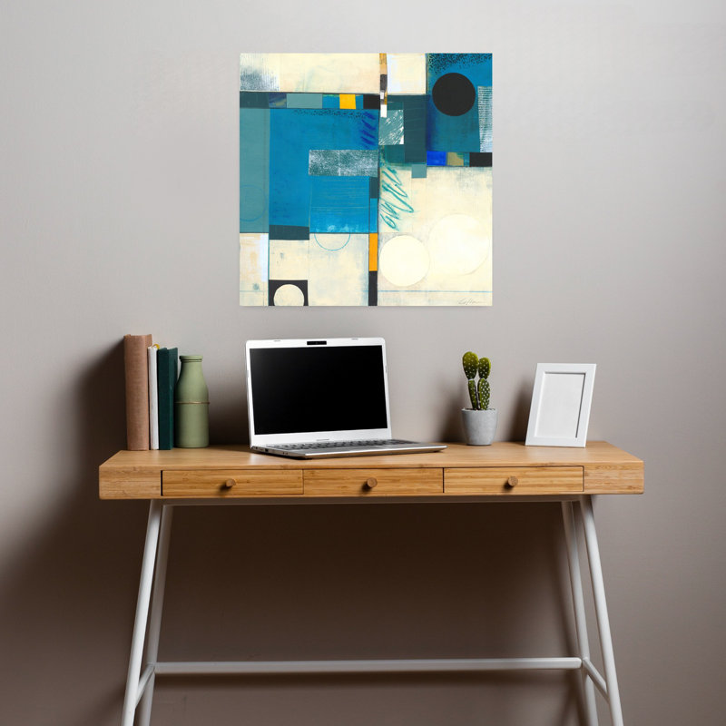 Calypso Blue I, art contemporain abstrait, H 18 po x l 18 po