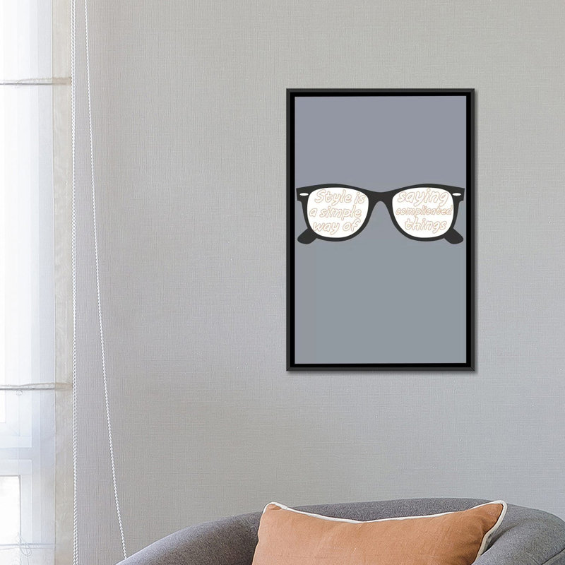 « style verres », impression sur toile, Toile avec cadre noir, H 8 po x l 26 po x P 18 po, Pas de tapis