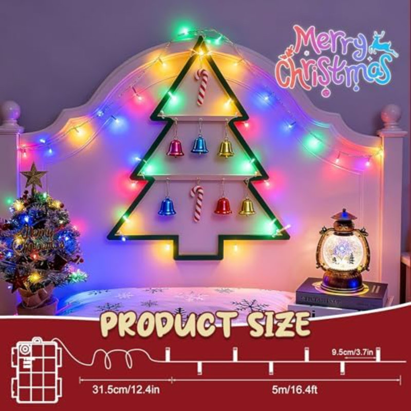 Guirlandes de Noël extérieures imperméables 9,8 pi 30 lumières à DEL multicolores à piles avec minuterie pour les décorations de Noël d'intérieur et d'extérieur
