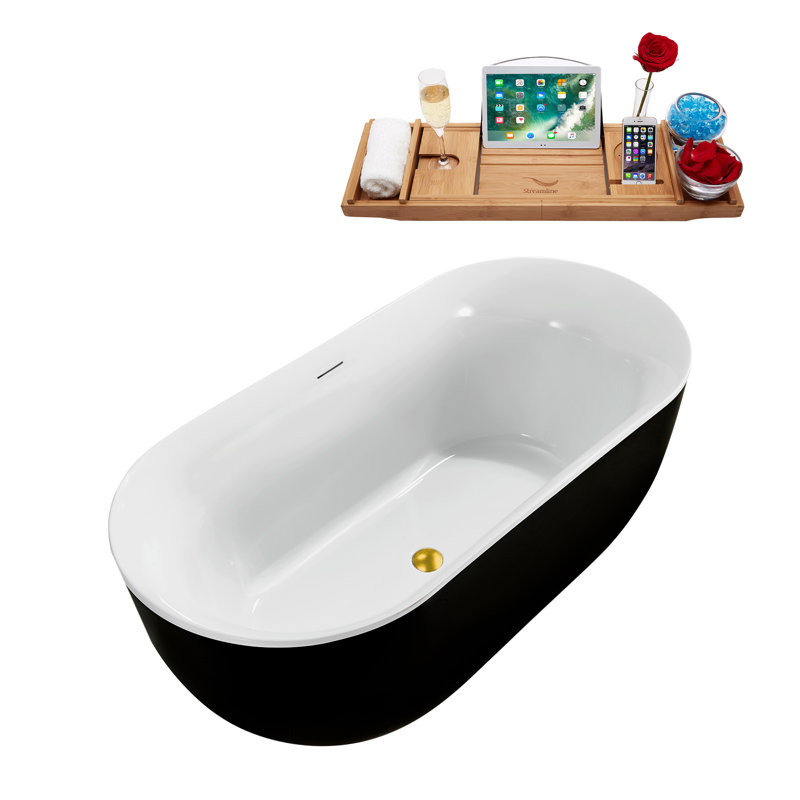 59.1'' x 28.3'' Soaking Acrylic Bathtub, Polished Gold