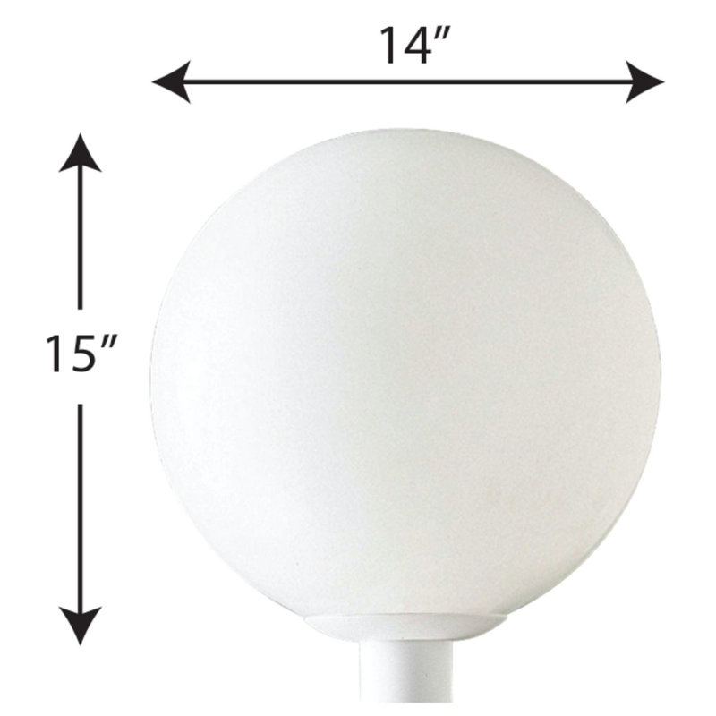 White Acrylic Globe Outdoor Post Lantern, 14-Inch