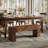 Solid Wood Dining Bench with Sturdy Legs, 47.24-Inch Farmhouse Entryway Bench Indoor for Hallway, Kitchen, Dining Room, Living Room, Brown