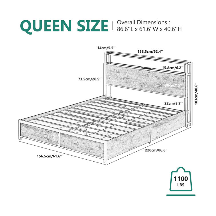 Queen Storage Platform Bed 17 Stories