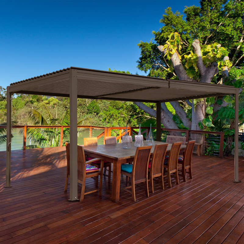 16 ft. W x 10 ft. D Outdoor Aluminum Pergola with Louvered Roof