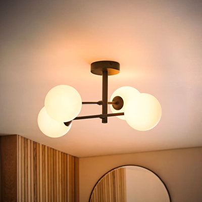 Demetro Glass Semi Flush Mount