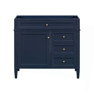 Meuble-lavabo de 36 po sans lavabo supérieur, armoire de rangement moderne avec 2 tiroirs et un tiroir basculant, structure en bois massif, sans lavabo
