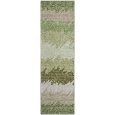 Premium Machine Washable Tweedy Green Rug